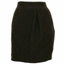 EILEEN FISHER Mussel Brown Distorted Wool Herringbone Short Skirt L - £86.52 GBP