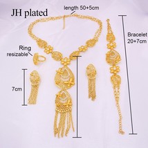 24K Big Jewelry sets for women gold necklace earrings Bracelet ring Dubai Africa - £21.42 GBP