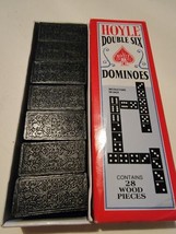 Vintage 1990s Hoyle Double Six Dominoes 28 Wood Pieces Game 1992 model #... - $14.06