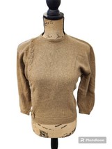 Vintage DALTON 1950s 100% Virgin Cashmere Brown Knit Cardigan Sweater Zip Back - £42.39 GBP