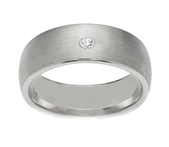 Diamond wedding band ring 14 k white gold half dome brushed finished on top 8mm - £627.38 GBP+