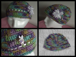 Youth Hat In Teals &amp; Lavender Baby Hand Made New Boy Girl - £7.90 GBP