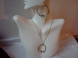 Vintage Avon Signed Gold Hoop Type Necklace and Earring Set Demi-Parure ... - £20.73 GBP