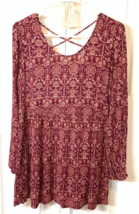 Forever 21 Tunic Womens Floral Lattice Open Back Floral Boho Y2K Peasant - £8.26 GBP