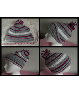 GRAY STRIPED ADULT HAT HAND MADE NEW - £9.43 GBP