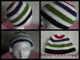 Youth Hat White, Purple, Green, Black Glitter Striped Hand Made New Boy Girl Wal - £7.86 GBP