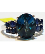 LONDON BLUE TOPAZ OVAL &amp; KANCHANABURI BLUE SAPPHIRE RING, 925, SIZE 9, 5... - $171.52 CAD