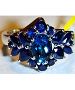 LONDON BLUE TOPAZ OVAL &amp; KANCHANABURI BLUE SAPPHIRE RING, 925, SIZE 9, 2... - $2,061.85 MXN