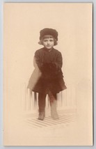 Darling Girl in Hat Coats Boots Portrait RPPC Postcard D26 - £6.35 GBP