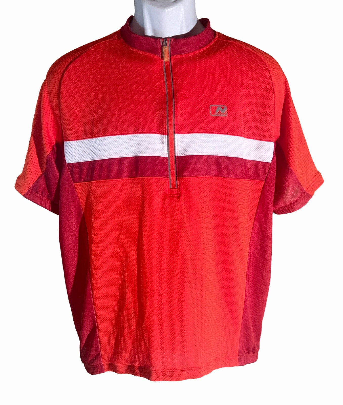 NISHIKI Men&#39;s Short Sleeve 1/2 Zip Cycling Shirt Orange Large - $10.88