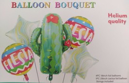 5 Pcs Balloons Bouquet Cactus Fiesta Decoration Happy Birthday Mexican P... - £11.37 GBP