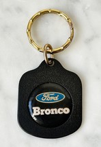 Vintage Ford Bronco Key Chain Black Metal Keychain Blue Gold White Logo - £15.10 GBP