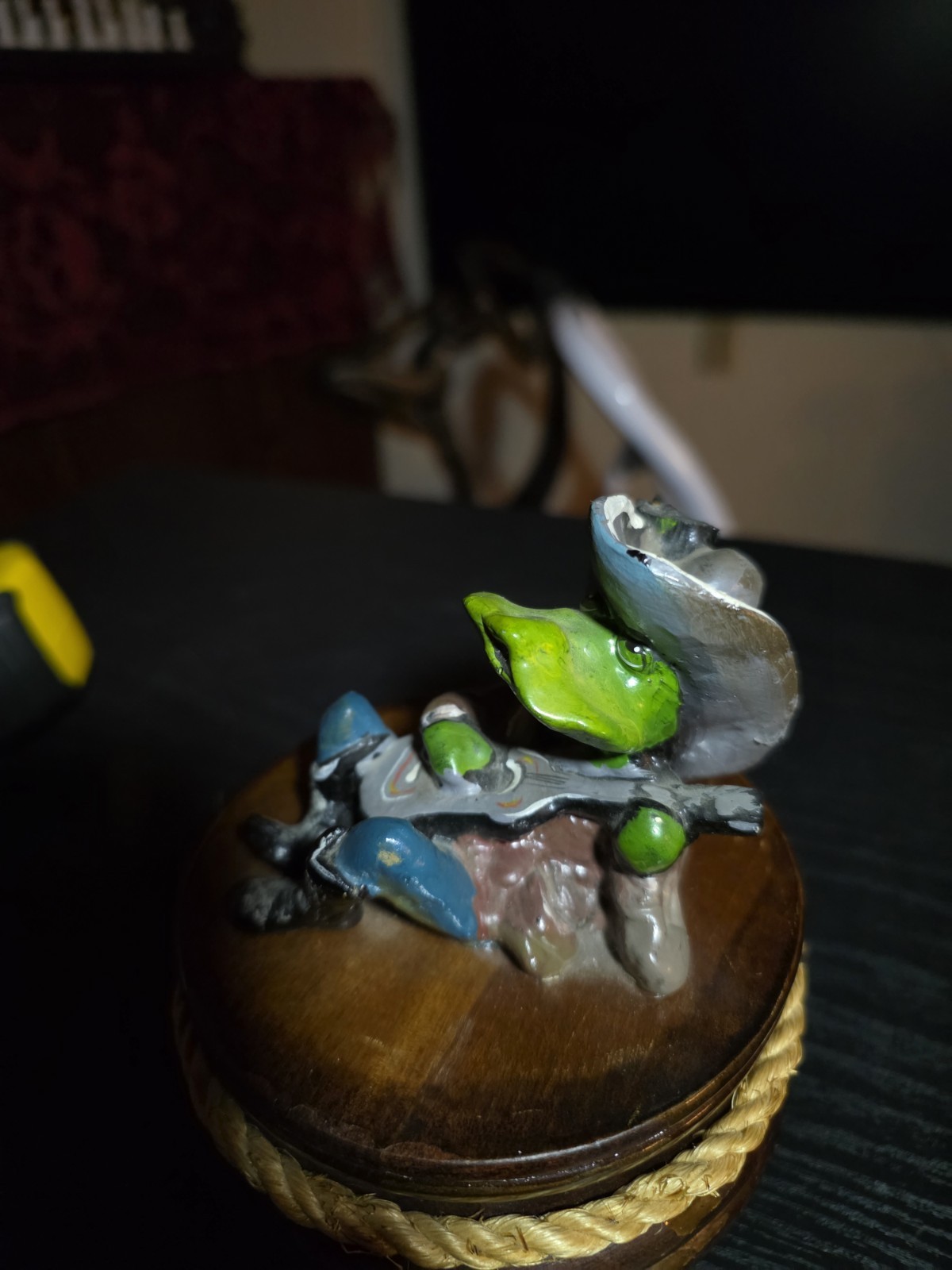 *READ 1979 Frog Cowboy Music Box Annette Little Original Sculpture Enesco Japan Item image 2