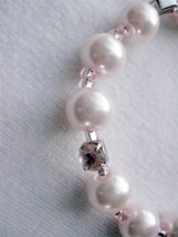 Girl Teen Stretch Bracelet  6" Pink Faux Pearls  & Pink Rhinstones  Scrap Ditty - £4.30 GBP