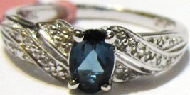 London Blue Topaz Oval Solitaire & White Topaz Band Ring, 925, Size 6, 0.63(Tcw) - $29.99