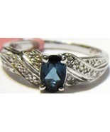 LONDON BLUE TOPAZ OVAL SOLITAIRE &amp; WHITE TOPAZ BAND RING, 925, SIZE 6, 0... - $562.18 MXN
