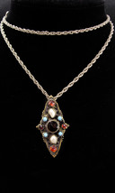 Antique pendant necklace / Austro Hungarian jewelry / Garnet and Pearls jeweled  - £233.07 GBP