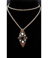 Antique pendant necklace / Austro Hungarian jewelry / Garnet and Pearls ... - £231.97 GBP