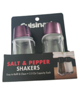 Cuisinart Salt Pepper Glass Kitchen Shakers Purple  Lids - £13.36 GBP