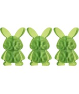 3 pcs Easter Decorations Mini 5&quot; Paper Bunny Honeycomb Figurines Tableto... - $2.96