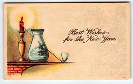 New Years Day Postcard Candle Vase Pipe Vintage 1906 Series 3161 Greetings - £6.97 GBP