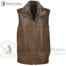 Men&#39;s Real Leather Sheepskin VEST Shearling Fur B3 Bomber Vest Size XS - 6XL - £77.13 GBP