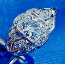 Earth mined Diamond Deco Engagement Ring 0.70 carat Antique Platinum Solitaire - $98,268.62 MXN