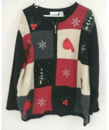 Croft &amp; Barrow Woman Deer &amp; Cardinal Christmas Zip Up Cardigan Sweater S... - $22.99 CAD