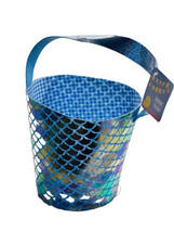 Happy Easter Fabric Style Mermaid Basket Vinyl Blue W/Handle 7in X 7in - £12.69 GBP