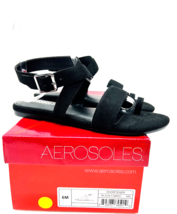 Aerosoles Shortener Flat Sandals- Black Fabric, US 6M - £22.38 GBP