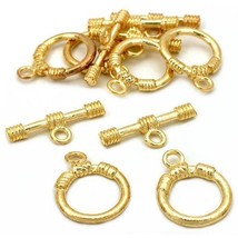 Bali Toggle Clasps Gold Plated Necklace 14.5mm Approx 6 - £7.18 GBP