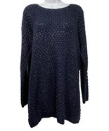 Soft Surroundings Mohair Blend Sweater Navy Blue Copper Metallic Thread ... - $19.75