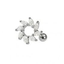 925 Sterling Silver Clear CZ Swirl Flower Cartilage 3mm Ball End Ear Stud 16G - £45.12 GBP