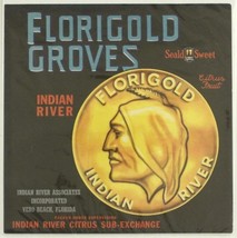 Vintage Paper Food Advertising Label FLORIGOLD GROVES Indian River Vero ... - $205.18 MXN