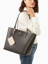 NWB Kate Spade Ava Reversible Black Leather Tote Beige Pouch K6052 Gift Bag FS - £99.21 GBP
