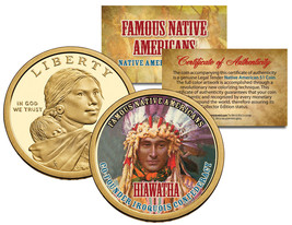 Hiawatha * Famous Native Americans * Sacagawea Dollar Us $1 Coin Iroquois Indian - £7.56 GBP