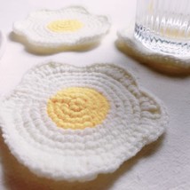 Crochet Tea Coaster, Knitted Coasters, Fried Egg Shape Coaster, Handwork - $35.83