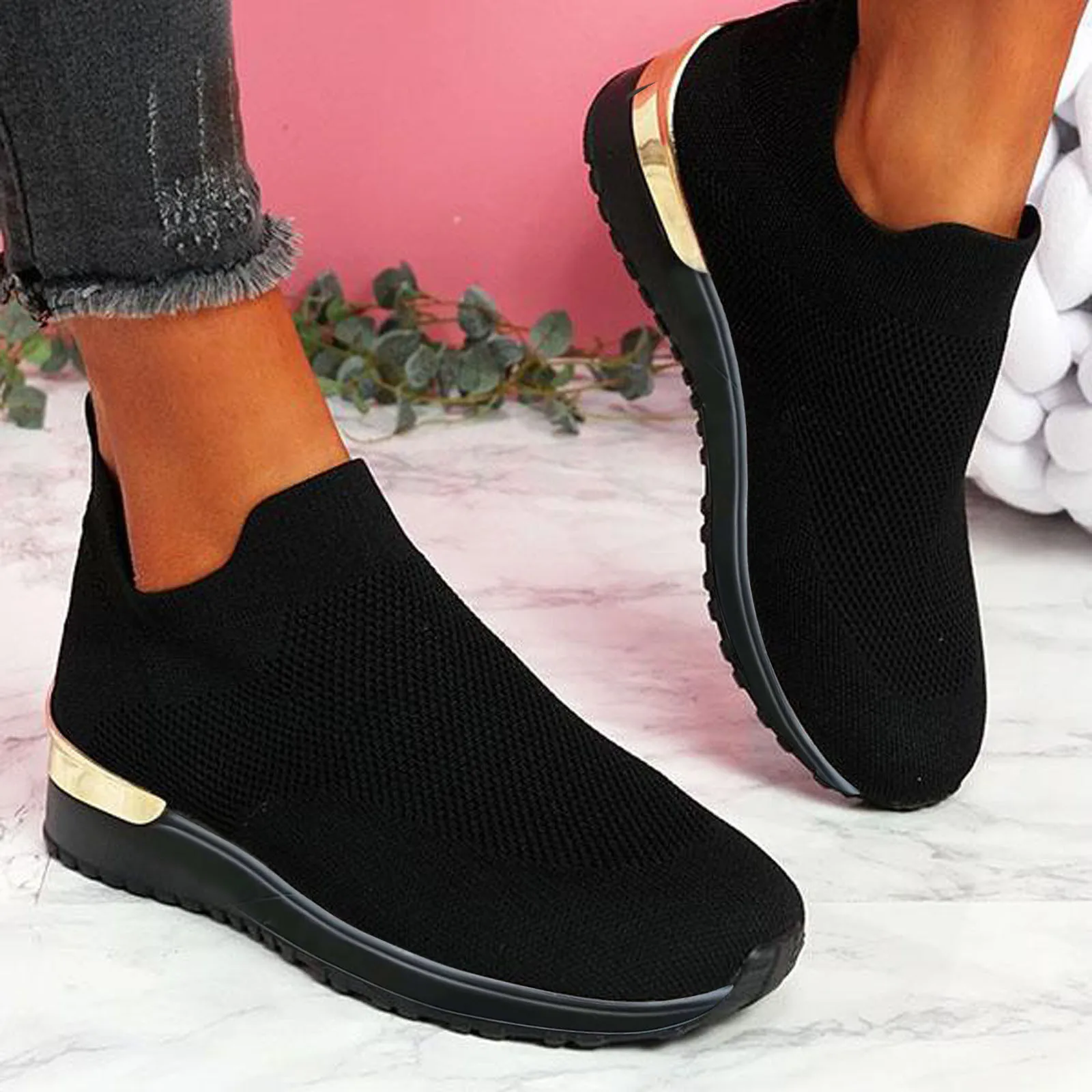 TELOTUNY Tennis female Women Solid Color Outdoor   Casual  Shoes Slip On Platfor - £116.57 GBP