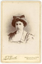 Circa 1880&#39;S Named Cabinet Card Lovely Young Woman Ft Castle Washington Dc - £8.13 GBP
