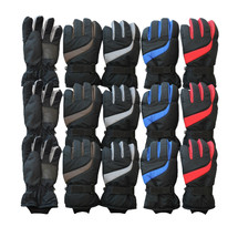 Men&#39;s Warm Waterproof Fleece Lined Secure Strap Ski Gloves Pack Of 12 - £58.32 GBP
