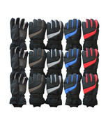 Men&#39;s Warm Waterproof Fleece Lined Secure Strap Ski Gloves Pack Of 12 - £59.12 GBP
