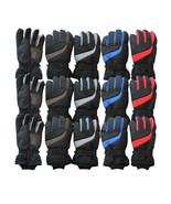 Men&#39;s Warm Waterproof Fleece Lined Secure Strap Ski Gloves Pack Of 12 - £58.32 GBP