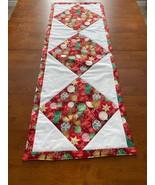 Handmade by PZQUILTS  XMAS Holiday Table Runner Old Fashioned Ornaments - $59.95