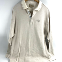 Vintage Izod Long Sleeve Polo Shirt Golf Cream Adult Men&#39;s XL Clubs Logo... - £27.08 GBP