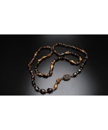 Antique Knotted China Sterling Silver Tigers Eye Necklace 28  Beads 10mm... - €86,97 EUR