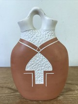 Vintage Handmade Southwestern Terra Cotta Studio Art Pottery Double Vase 6&quot; - $39.99