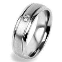 TITANIUM RING WITH CUBIC ZIRCONIA - £19.96 GBP