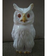 Hand Sculpted Hollow Clay Owl Statue - Italy - 12 inches tall, White Ora... - $27.37 CAD