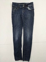 American Eagle Super Stretch Womens Jeans Sz 0 Skinny Cotton Blend Blue - £9.94 GBP