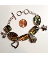 All STERLING SILVER Lucas Lameth LUC Abalone Toggle Clasp Charm Bracelet... - £35.20 GBP